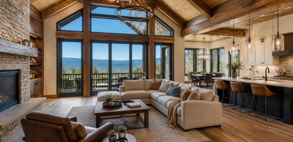 Luxury mountain home interior in Asheville, NC