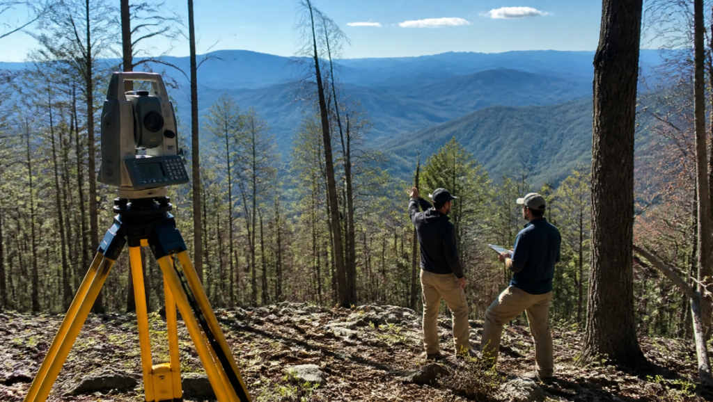 Builder evaluating a custom home site in Asheville NC