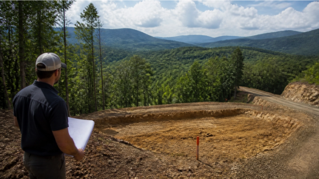 Falcon Construction and Development builds a custom home foundation on a mountain homesite in Asheville, NC, with careful planning for grading, structural support, and long-term performance